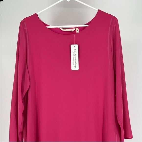 SOFT SURROUNDINGS NWT JENNIFER BLOUSE TUNIC MAGENTA PINK MEDIUM - Picture 6 of 12
